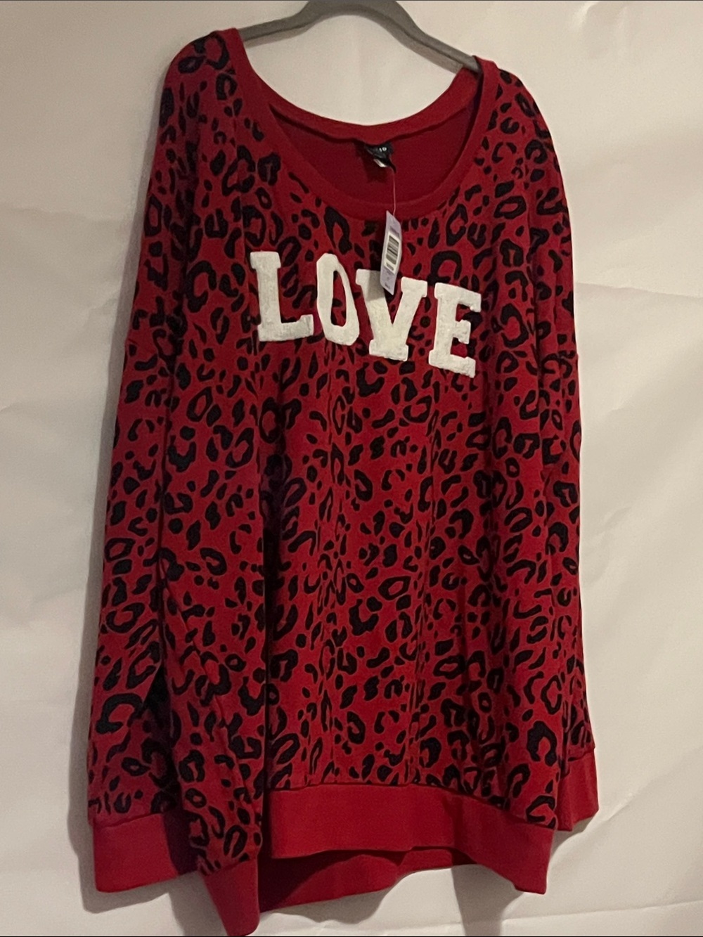 Torrid Red Leopard-Print "LOVE" Pullover Sweater Size 4